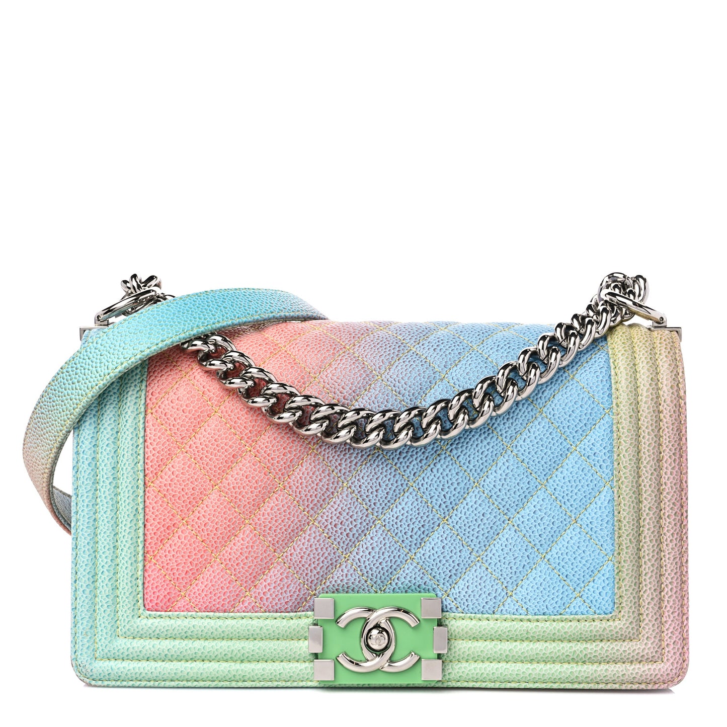 Caviar Quilted Medium Cuba Rainbow Boy Flap Multicolor