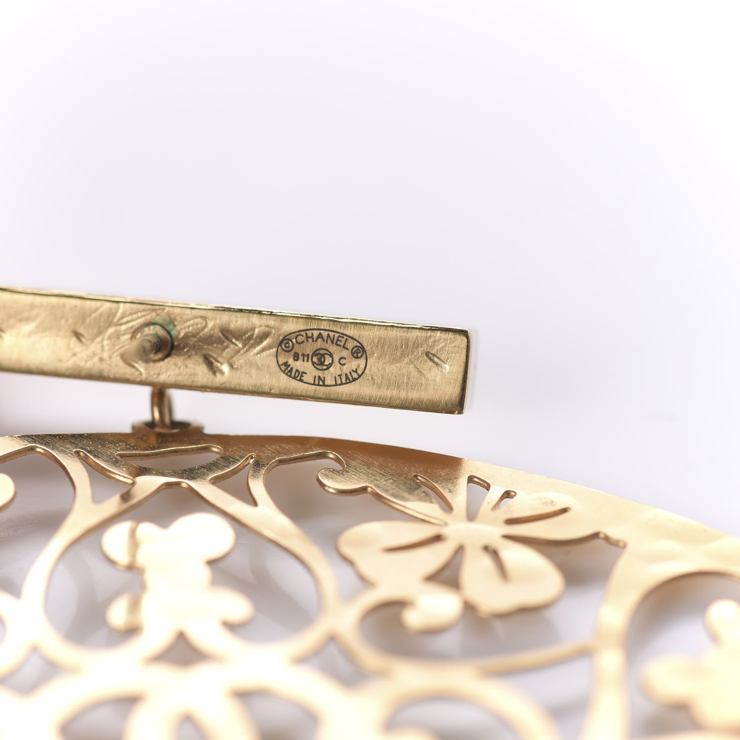 Chanel Round Cage Earrings Gold 4 of 5