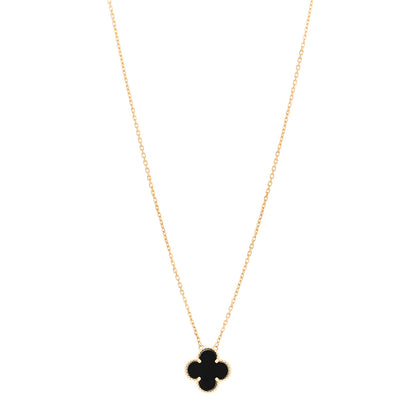 Van Cleef & Arpels 18K Yellow Gold Black Onyx Vintage Alhambra Pendant Necklace 1 of 6