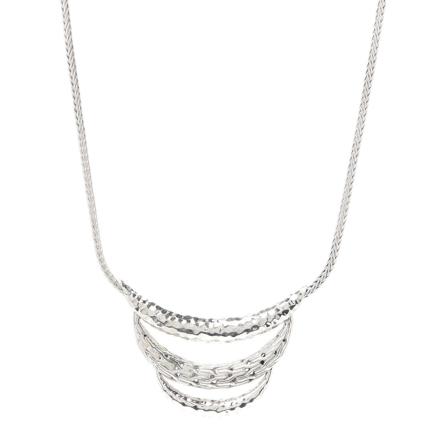 John Hardy Sterling Silver Classic Chain Hammered Bib Necklace 1 of 5