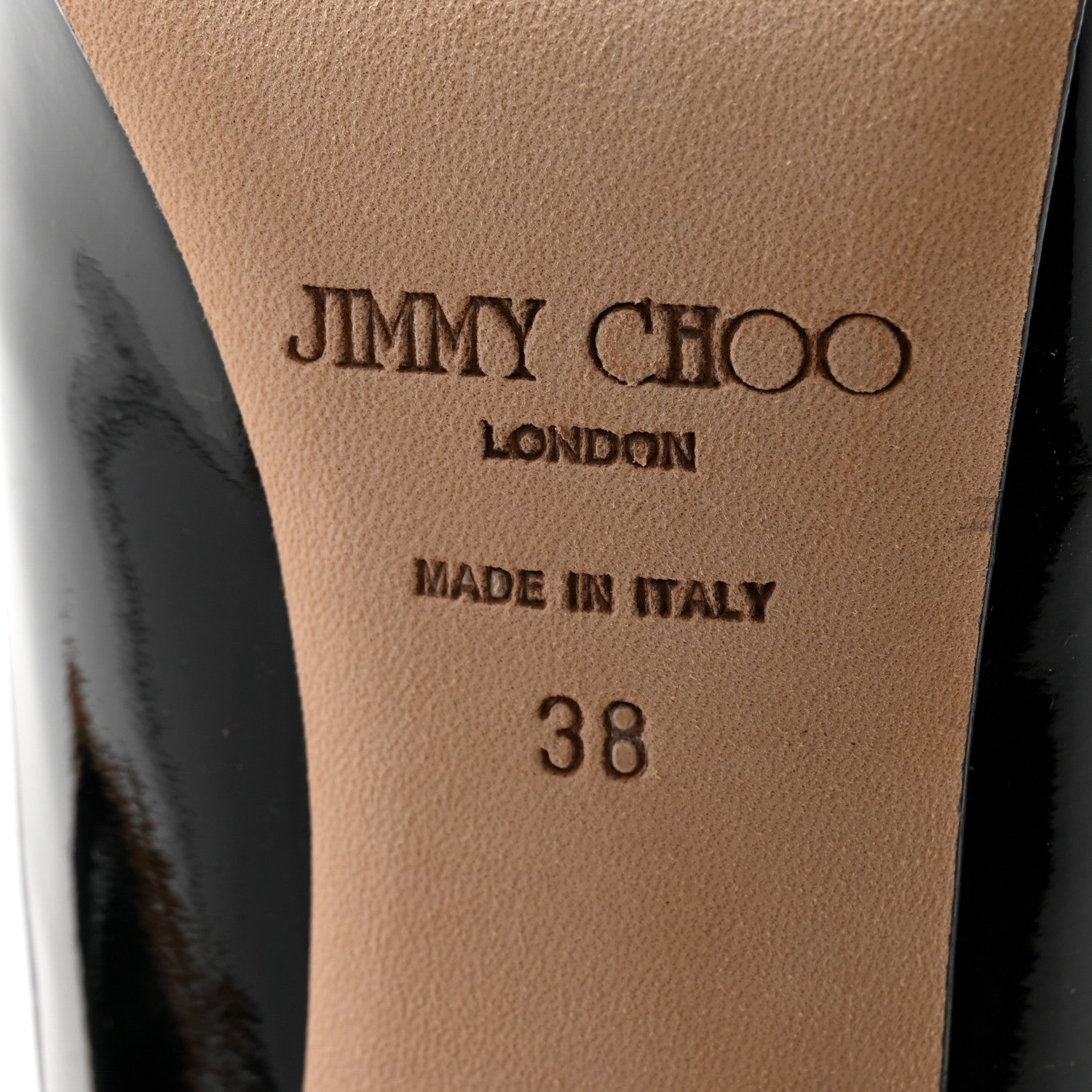 Jimmy Choo Patent Napa Sepia Platform Pumps 38 Beige Black 7 of 10