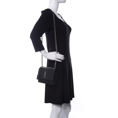 Saint Laurent Grained Calfskin Small Monogram Sunset Black 2 of 10