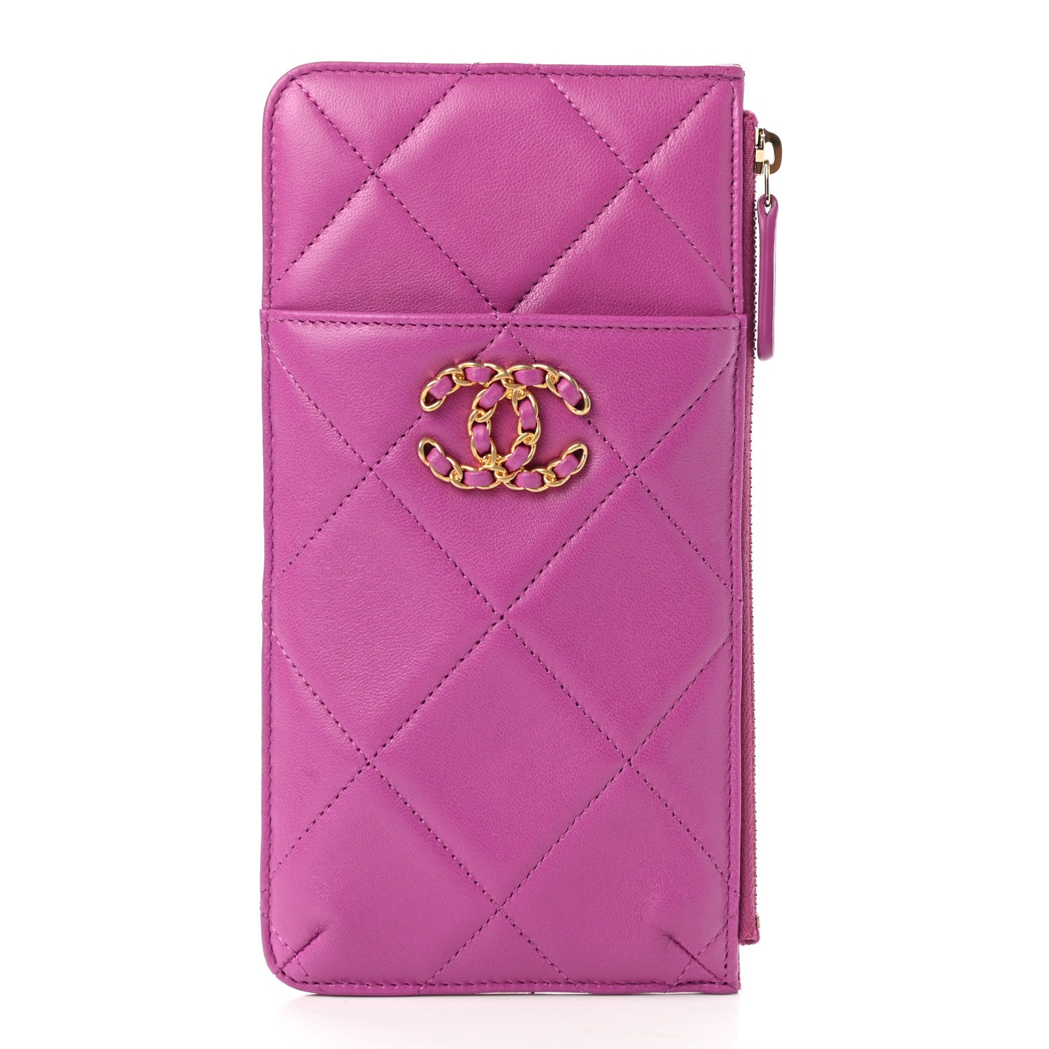 Chanel Lambskin Quilted Chanel 19 Phone and Card Holder Purple 1 of 7