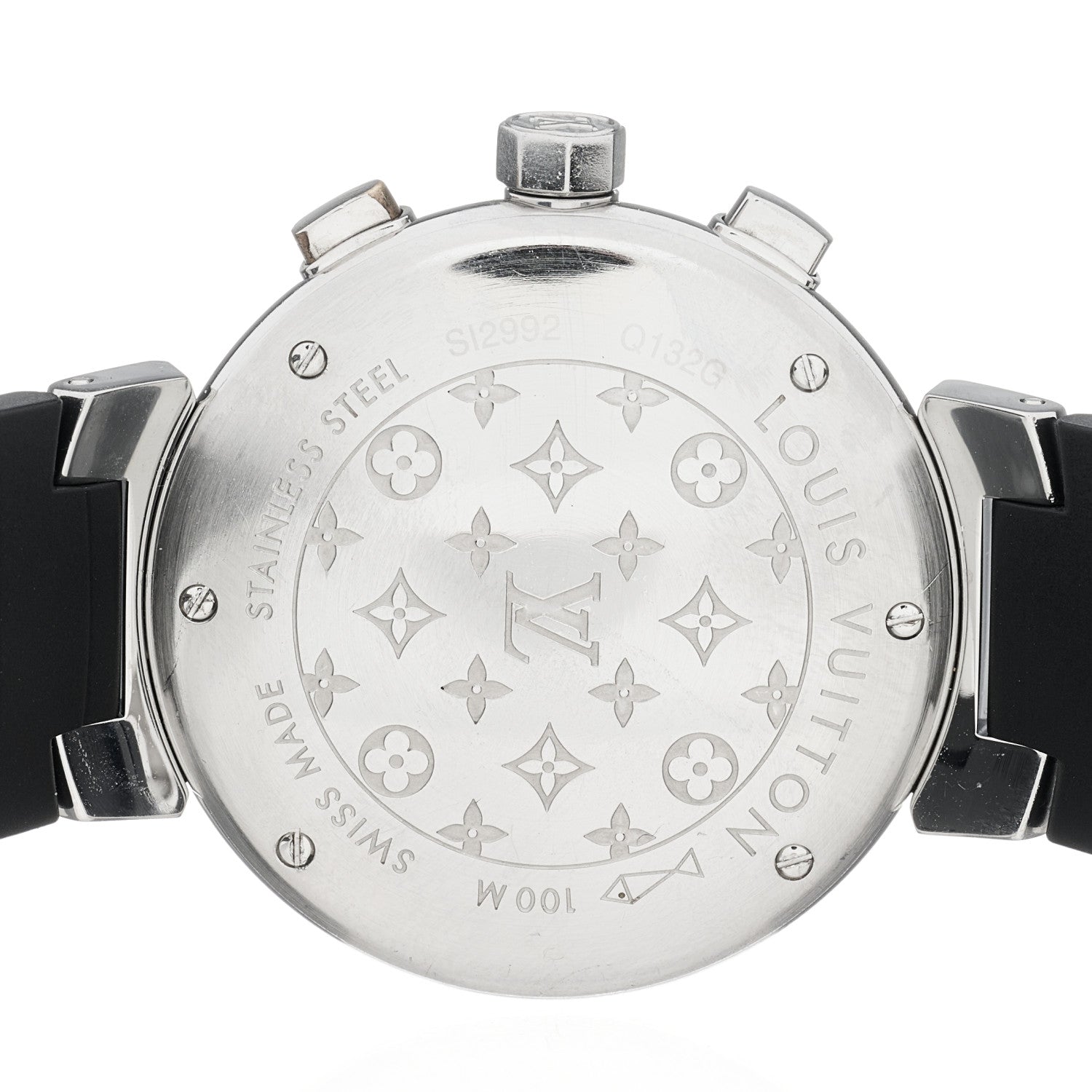 Louis Vuitton Stainless Steel Rubber 34mm Tambour Lovely Cup Quartz Watch Black 4 of 5