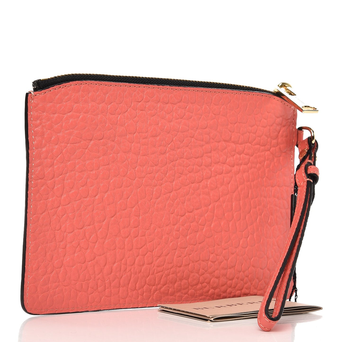 Signature Grain Calfskin Paige Wristlet Clutch Rose Pink