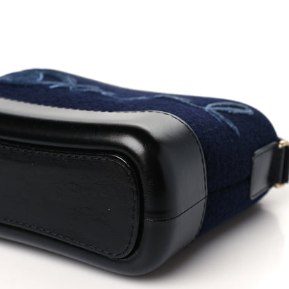 Chanel Calfskin Wool Embroidered Paris Hamburg Medium Gabrielle Hobo Dark Navy Blue 10 of 11