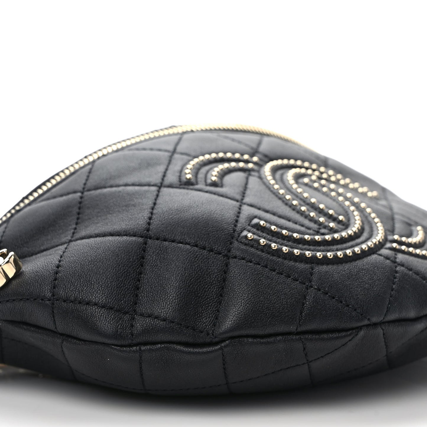 Lambskin Quilted Studded Waist Bag Fanny Pack Black