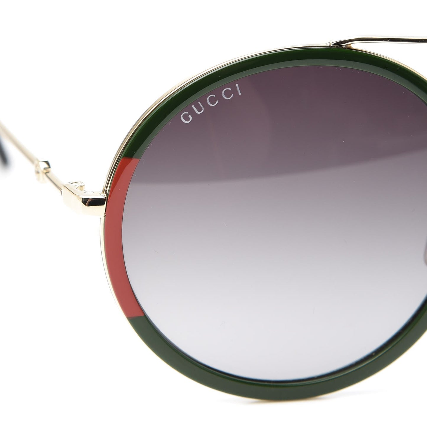 Round Frame Sunglasses GG0061S Gold Green