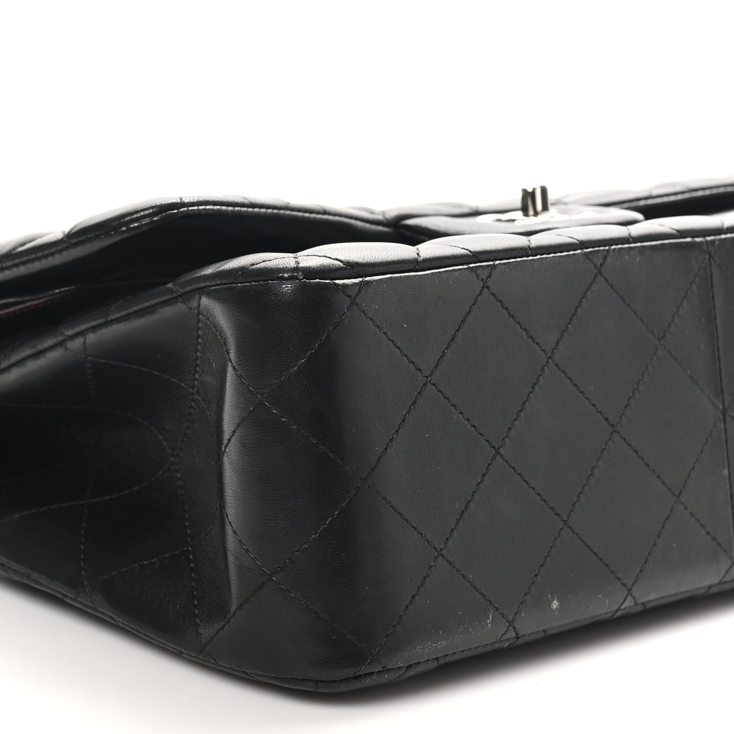 Lambskin Quilted Jumbo Double Flap Black