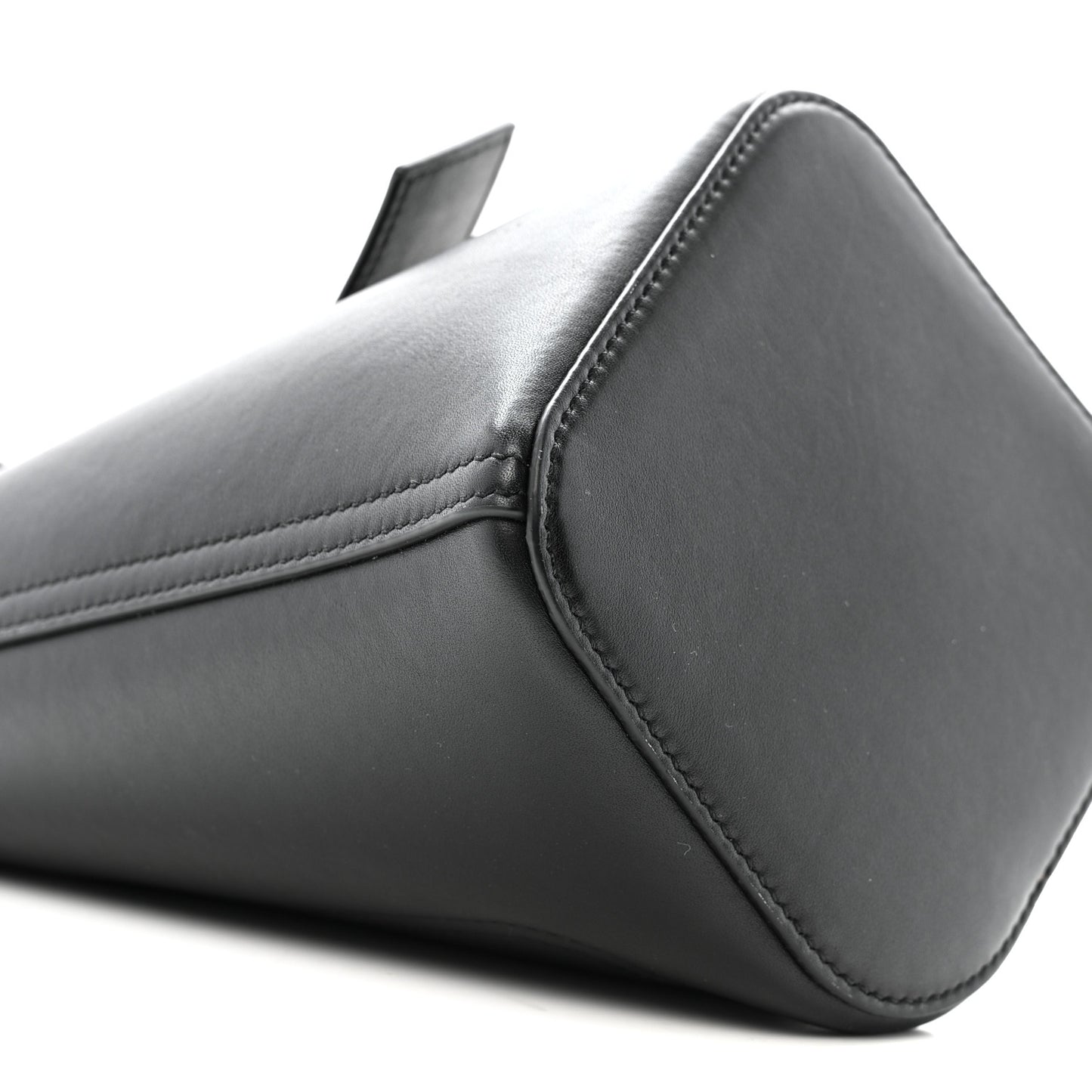 Smooth Calfskin Mini Pebble Bucket Bag Black