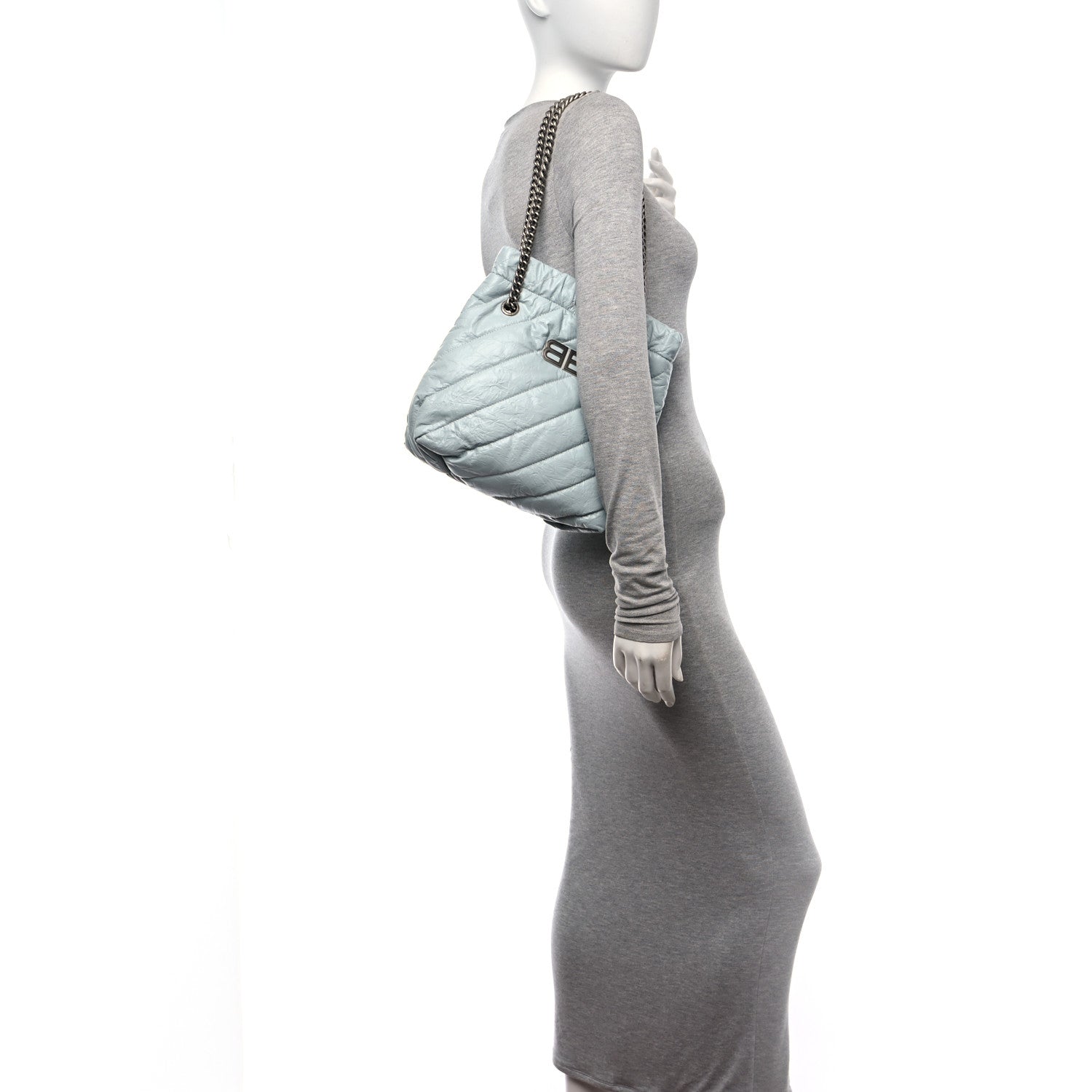 Balenciaga Crushed Calfskin Quilted Crush Small Tote Bag Light Blue 2 of 11