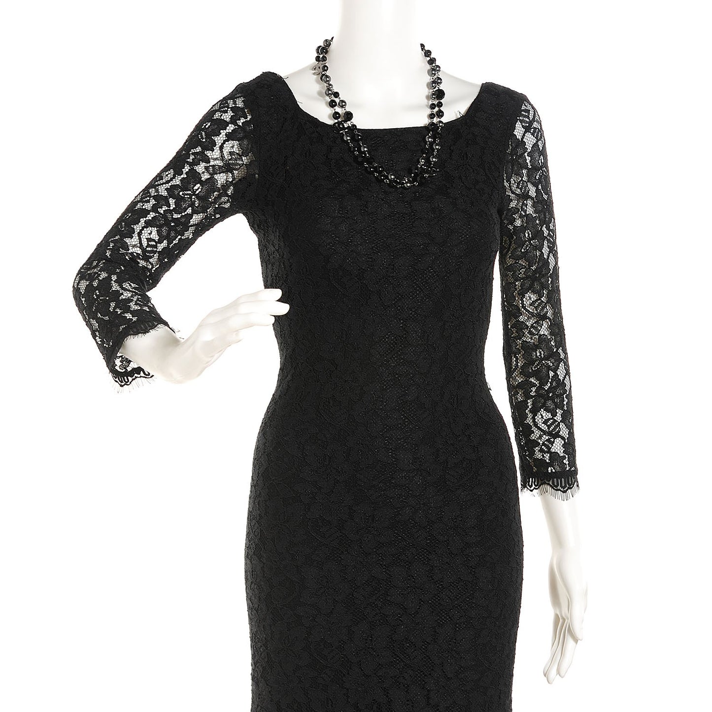 Ruthenium Beaded CC Long Necklace Black