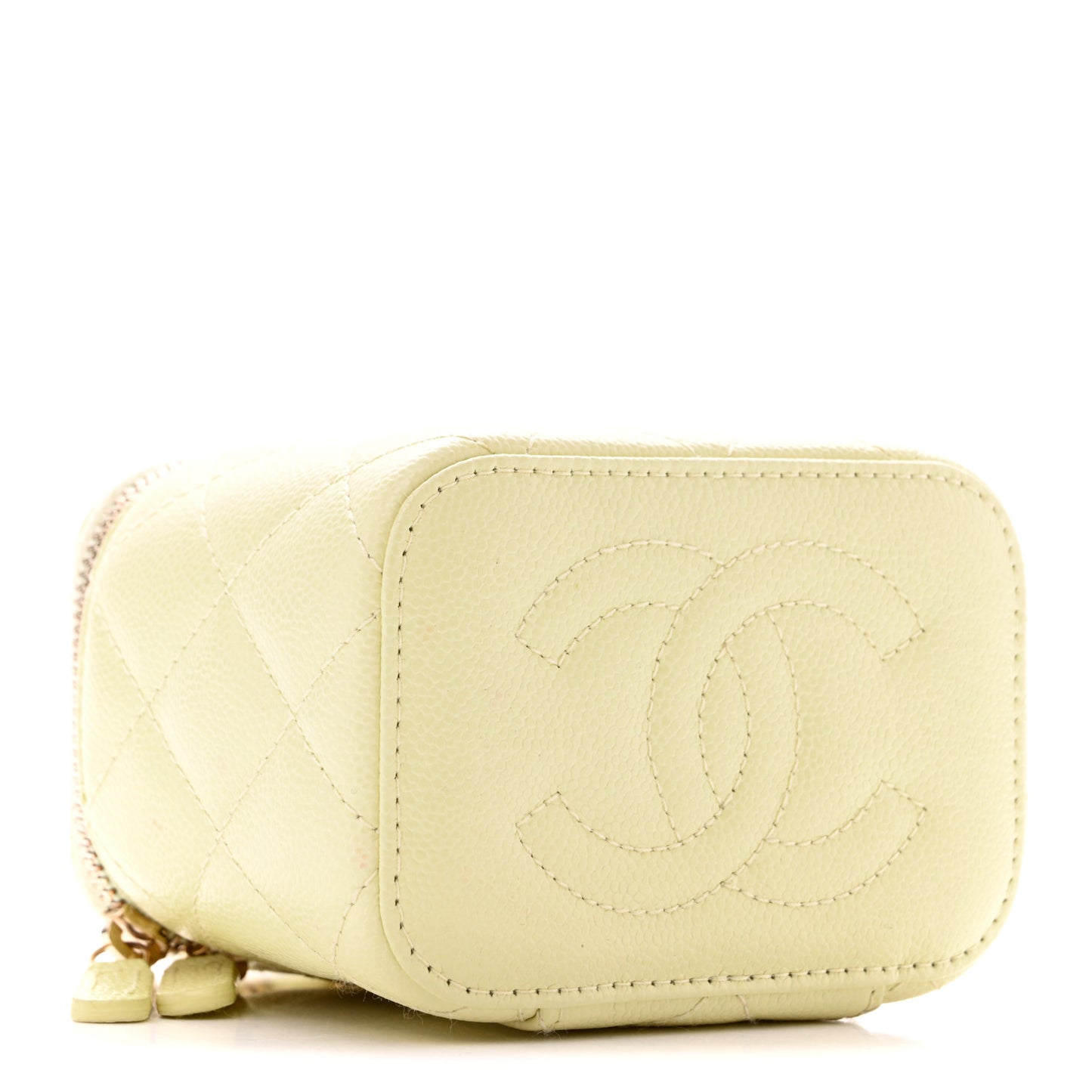 Caviar Quilted Mini Vanity Case With Chain Light Yellow
