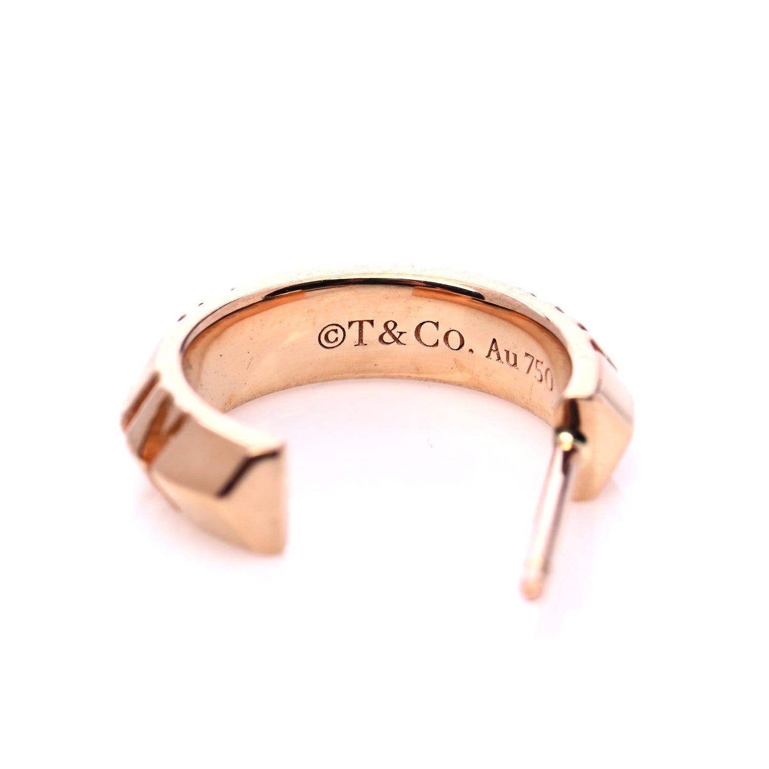 Tiffany 18K Rose Gold Small Atlas X Hoop Earrings 4 of 6