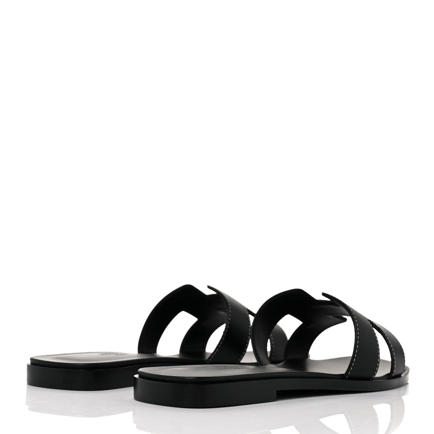 Hermes Box Calfskin Oran Sandals 37.5 Black 4 of 9