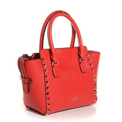 Valentino Garavani Vitello Mini Rockstud Double Handle Tote Deep Orange 3 of 10