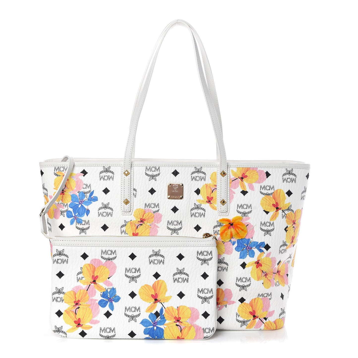 Visetos Medium Anya Essential Floral Print Shopper Tote White