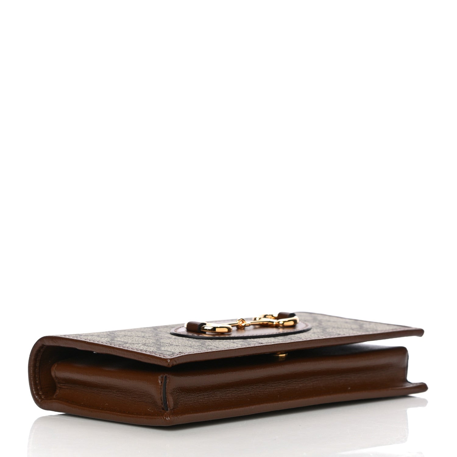 Gucci GG Supreme Monogram Azalea Calfskin Horsebit 1955 Wallet On Chain Beige Ebony Brown Sugar 4 of 10