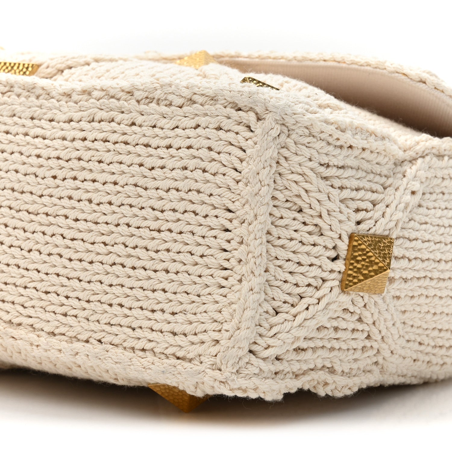 Valentino Garavani Knit Large Roman Stud Shoulder Bag Ecru 7 of 8