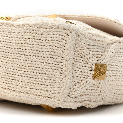 Valentino Garavani Knit Large Roman Stud Shoulder Bag Ecru 7 of 8