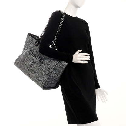 Chanel Canvas Large Deauville Tote Charcoal 2 of 8