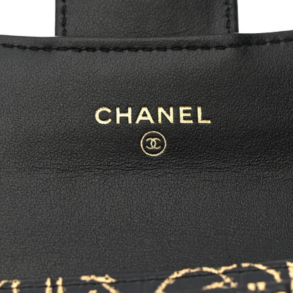 Chanel Calfskin Crocodile Embossed Graffiti 2.55 Crocodile Reissue Flap Card Holder Black Gold 6 of 9