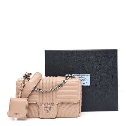 Prada Soft Calfskin Impunture Diagramme Medium Chain Flap Shoulder Bag Cipria 11 of 11