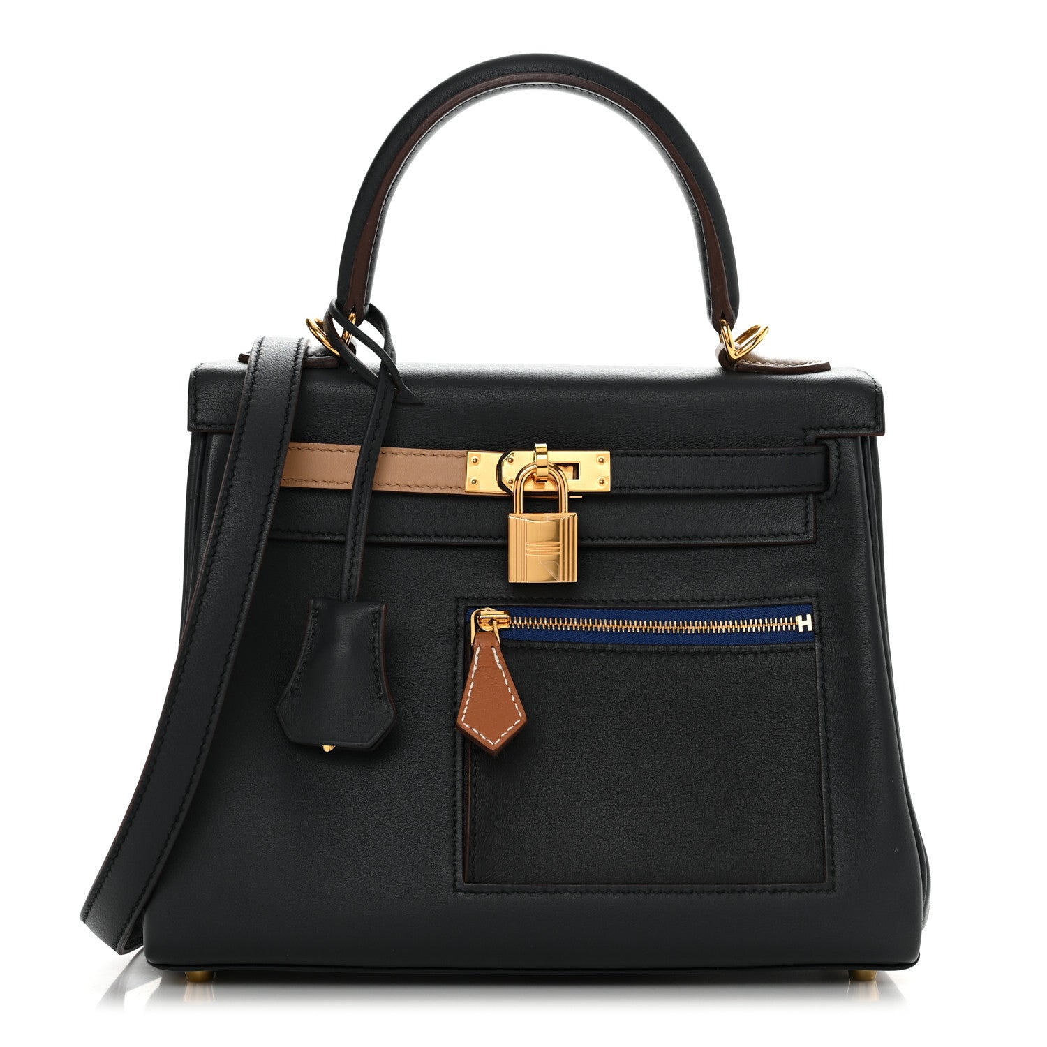Hermes Swift Colormatic Kelly Retourne 25 Caban Black Chai Gold Etoupe 1 of 11