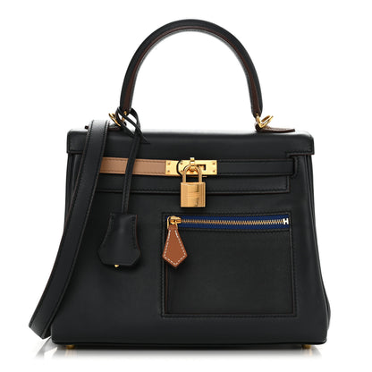 Hermes Swift Colormatic Kelly Retourne 25 Caban Black Chai Gold Etoupe 1 of 11