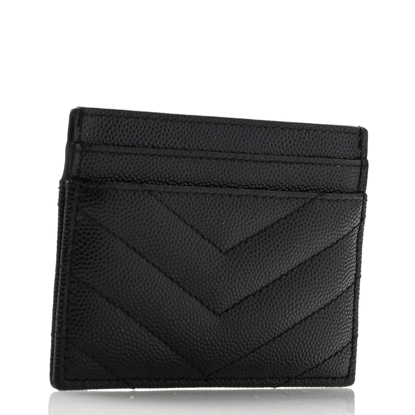 Grain De Poudre Matelasse Chevron Monogram Credit Card Case Black