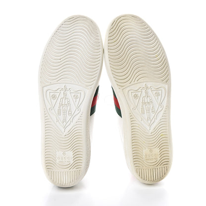 Gucci Calfskin Ayers Bee Embroidered Womens Ace Sneakers 35.5 White Green 6 of 11
