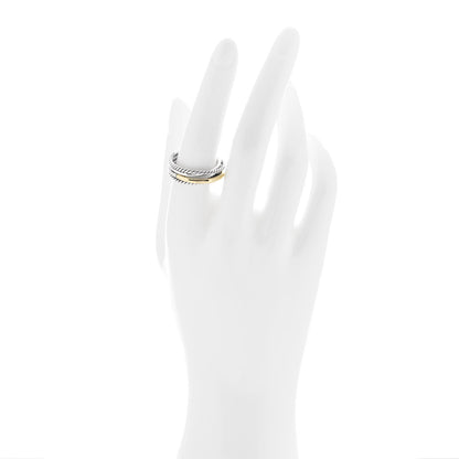 David Yurman Sterling Silver 18K Yellow Gold Narrow Crossover Ring 56 7.5 2 of 4