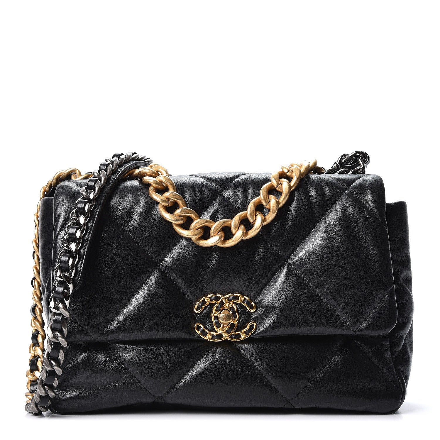 Chanel Lambskin Quilted Large 19 Flap Black 1 of 10