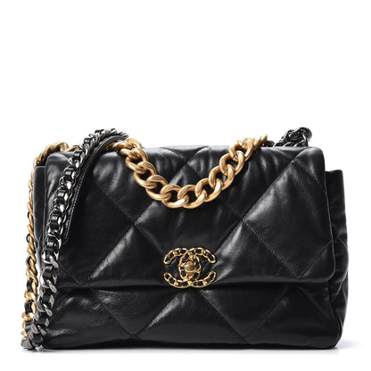 Chanel Lambskin Quilted Large 19 Flap Black 1 of 10