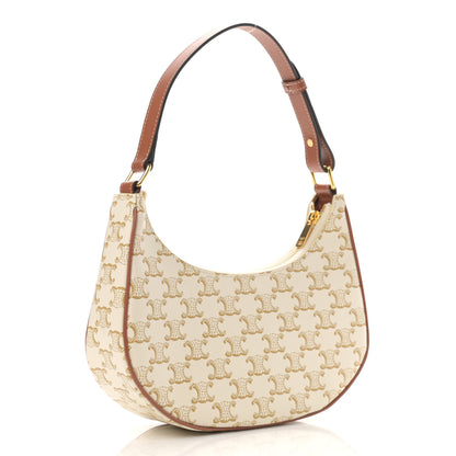 Celine Canvas Calfskin Ava Triomphe Shoulder Bag White 3 of 11