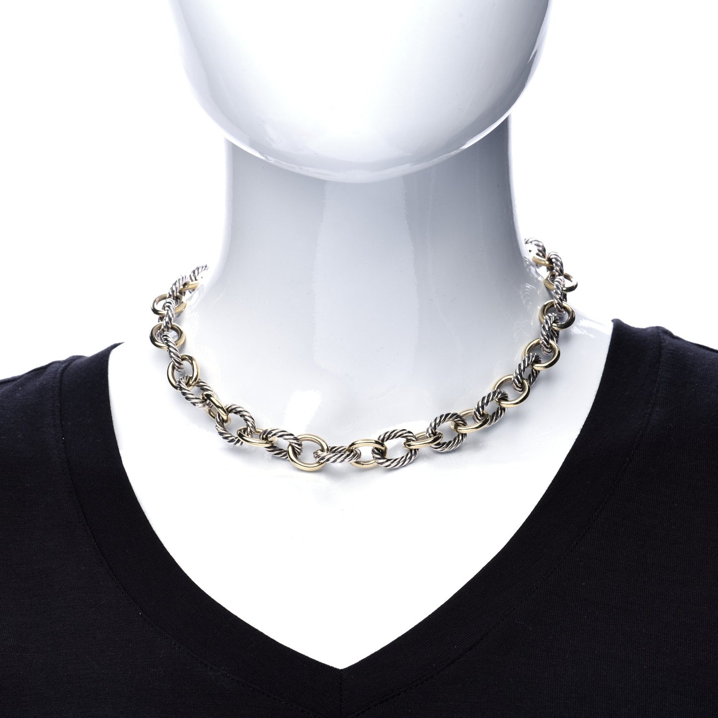 Sterling Silver 18K Yellow Gold 10mm Medium Oval Link Necklace