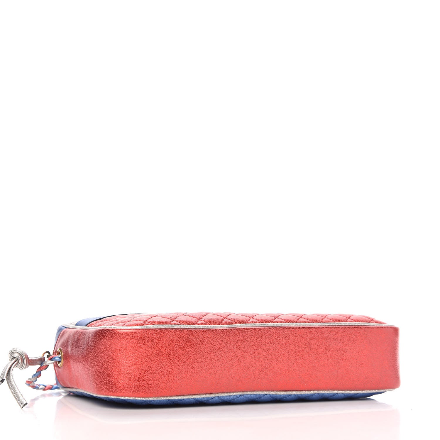 Gucci Laminated Nappa Trapuntata Small Zumi Shoulder Bag Rosso Marine Argento 4 of 10