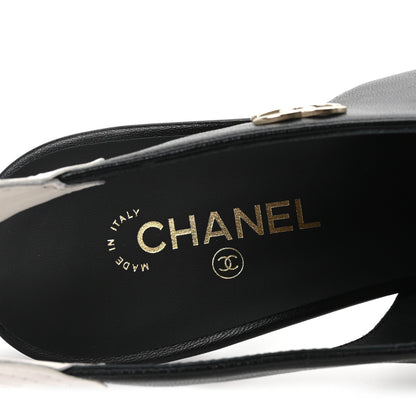Chanel Lambskin Slingback Pumps 36.5 Black White 8 of 10