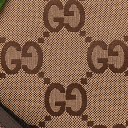 Gucci Monogram Jumbo GG Textured Dollar Calfskin Web Wristlet Messenger Bag Camel Ebony New Acero 8 of 10