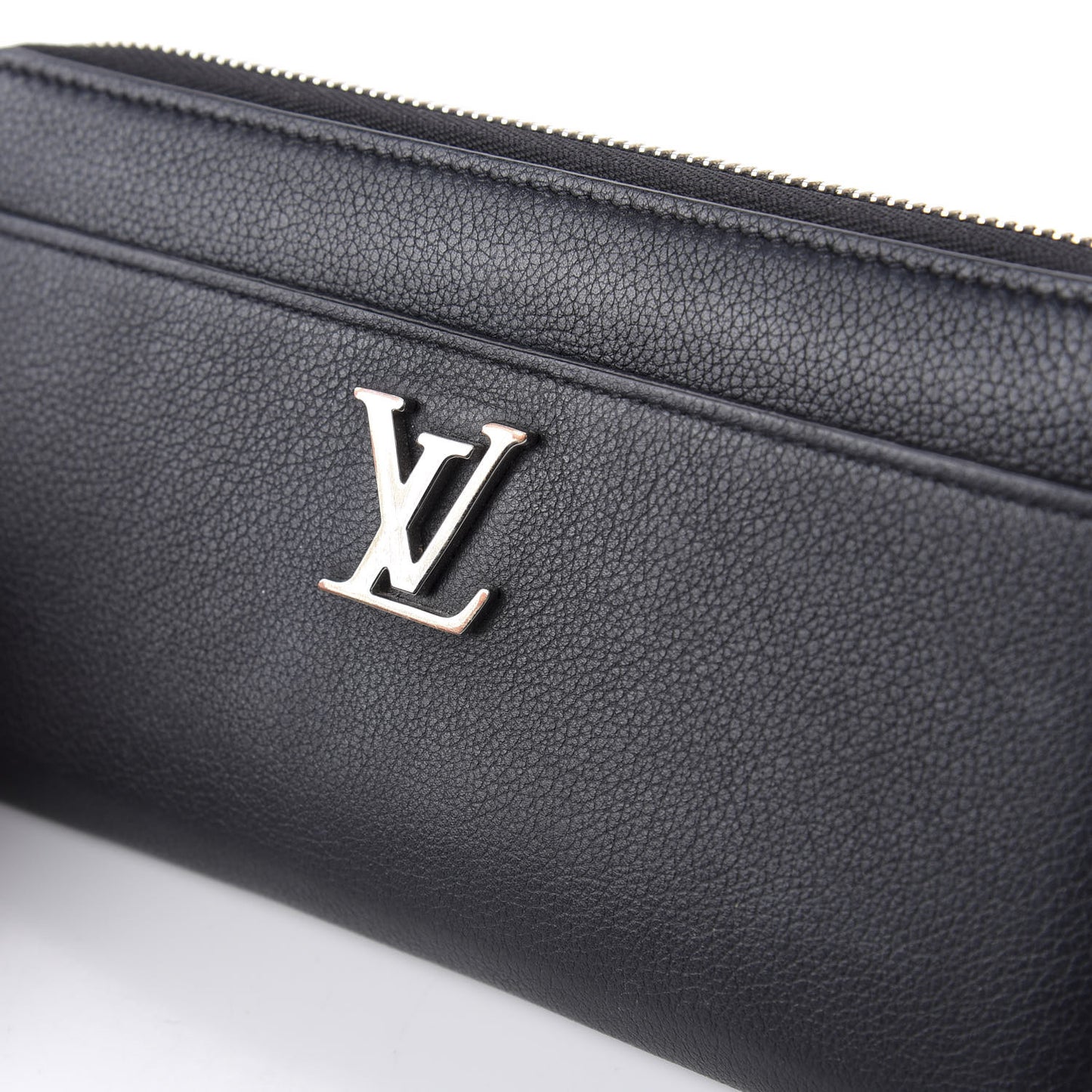 Calfskin Zippy Lockme Wallet Black