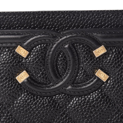 Chanel Caviar Quilted Filigree Card Holder Black 6 of 10
