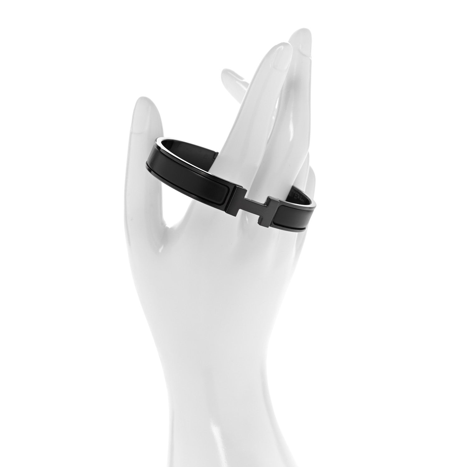 Hermes Matte Enamel Narrow Clic Clac HH Bracelet T6 So Black