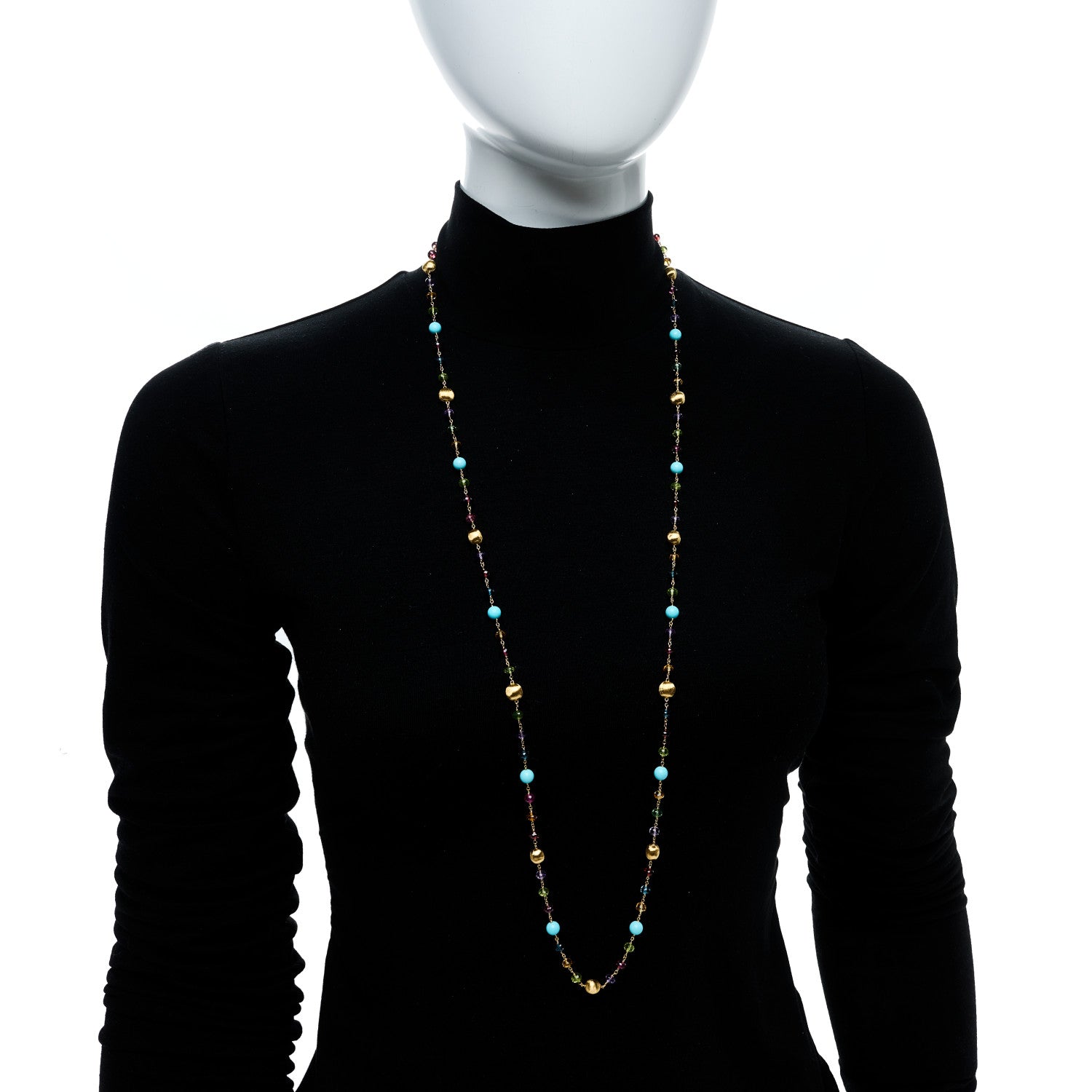 Marco Bicego 18K Yellow Gold Multi Gemstone Long Necklace 2 of 5