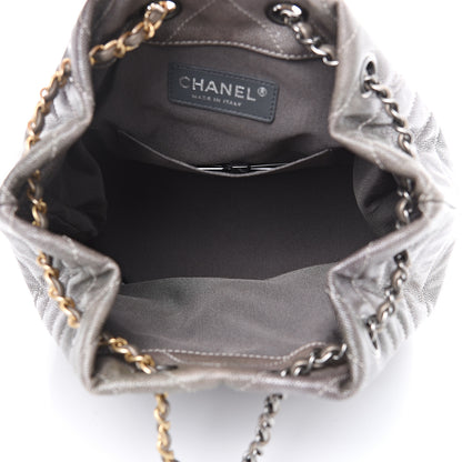 Chanel Metallic Grained Goatskin Chevron Quilted Gabrielle Backpack Silver 4 of 11