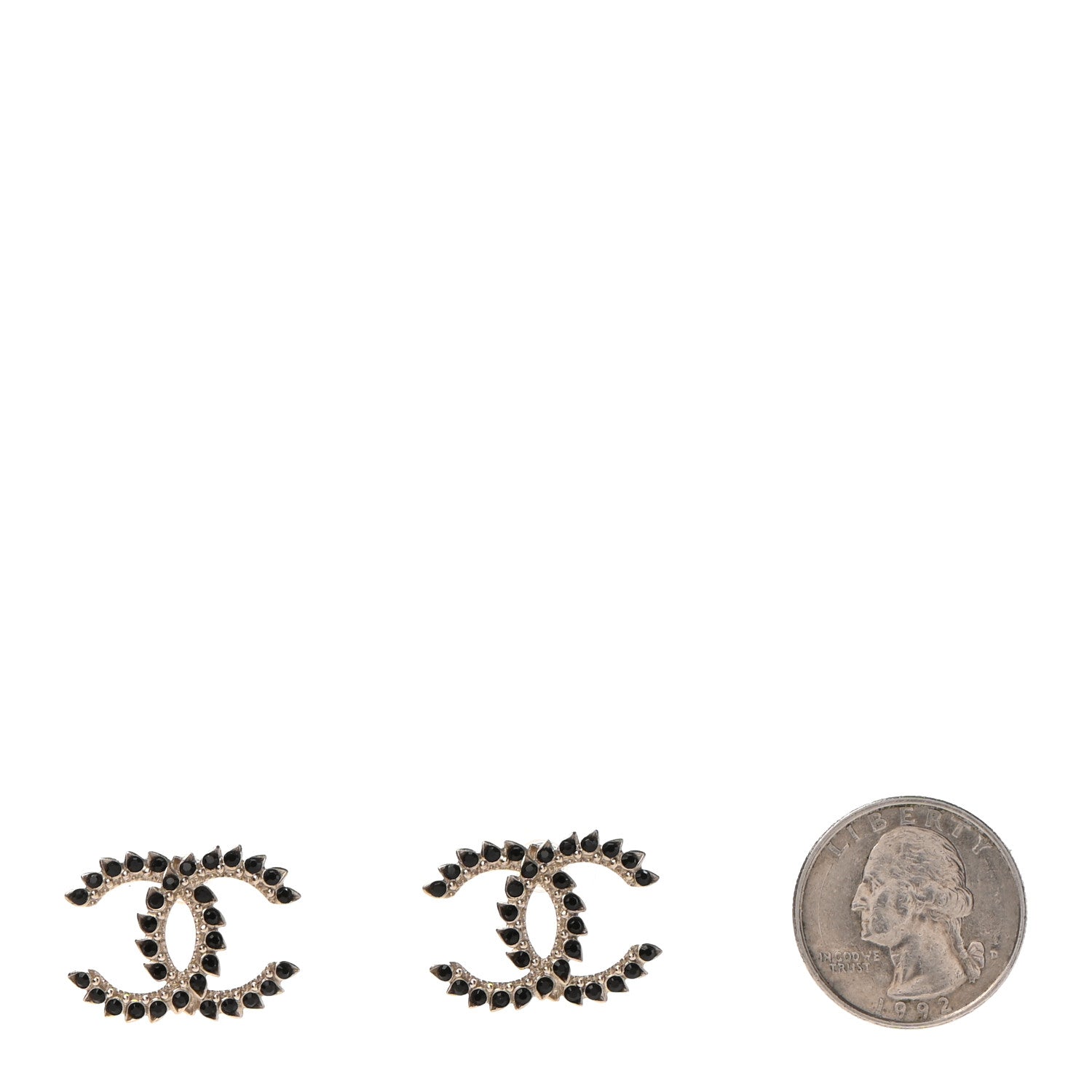 Chanel Strass Crystal Dazzling Wheat CC Earrings Black Gold 2 of 3