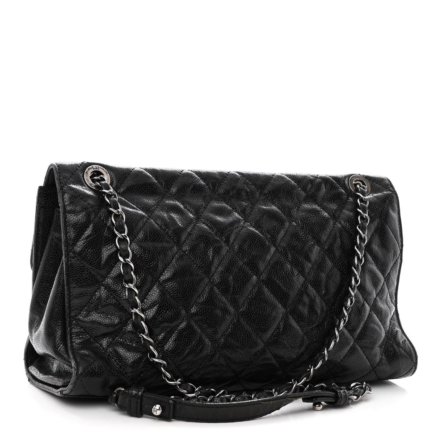 Chanel Crumpled Grained Calfskin Jumbo CC Crave Flap Black 3 of 10
