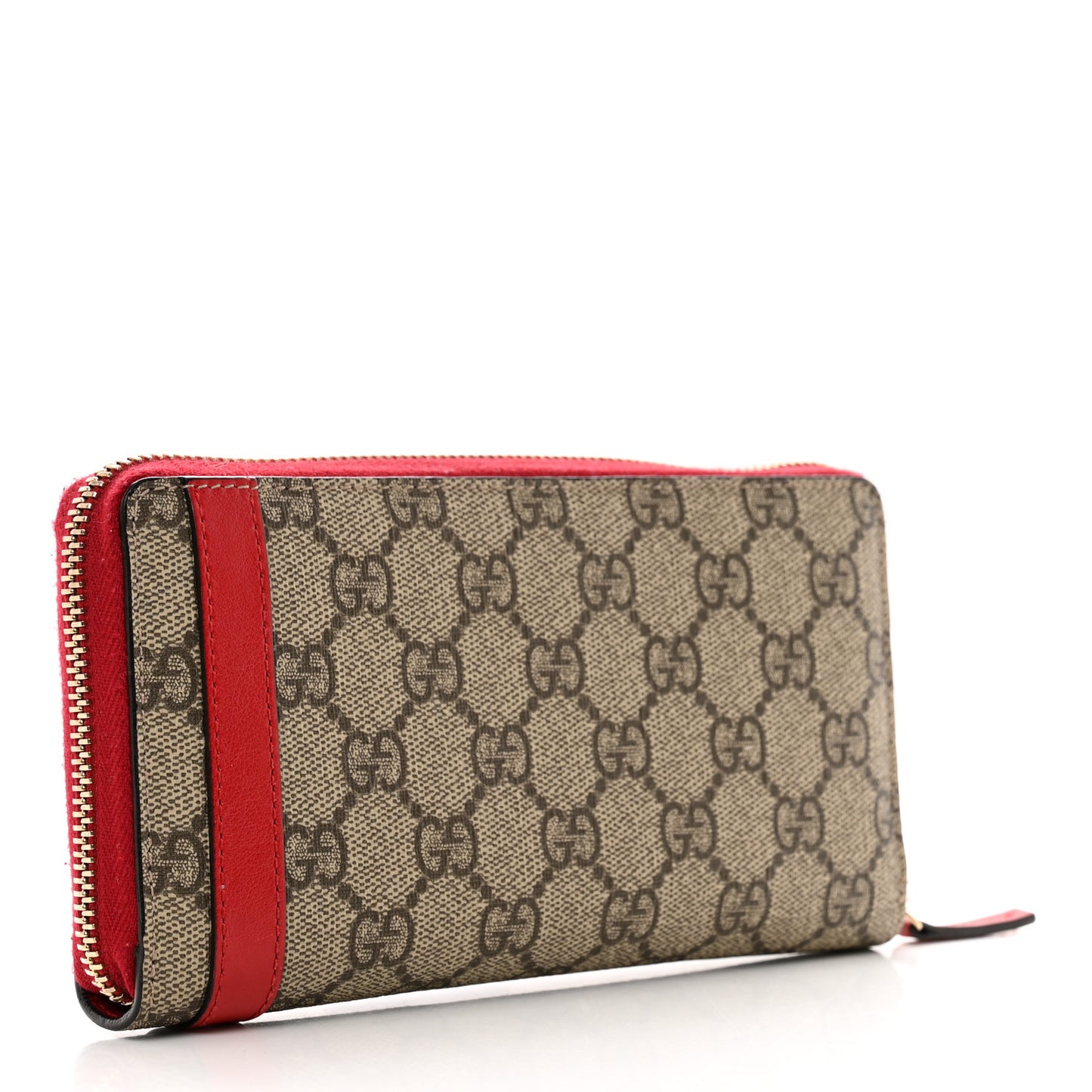 GG Supreme Monogram Nice Zip Around Wallet Tabasco Red