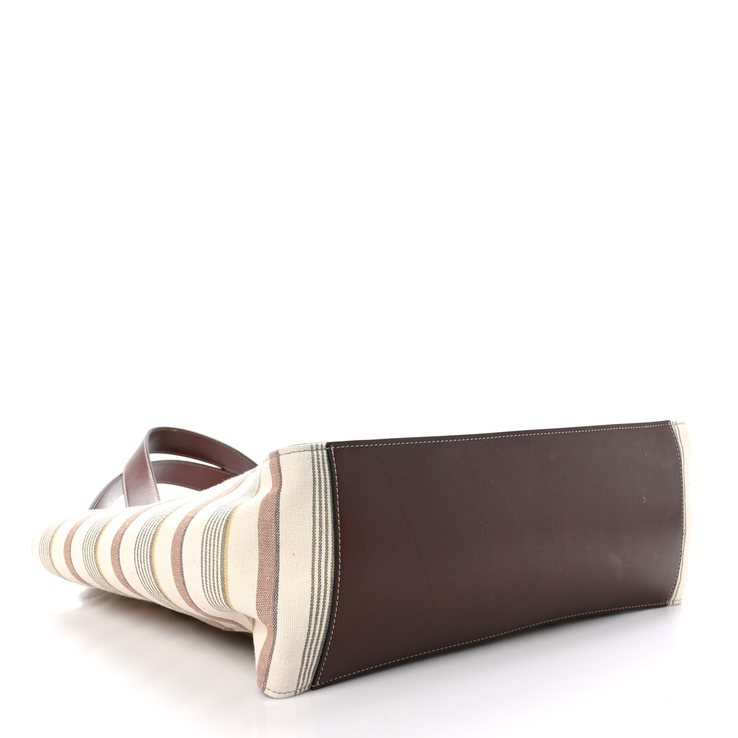 Canvas Striped Logo Tote Brown Multicolor
