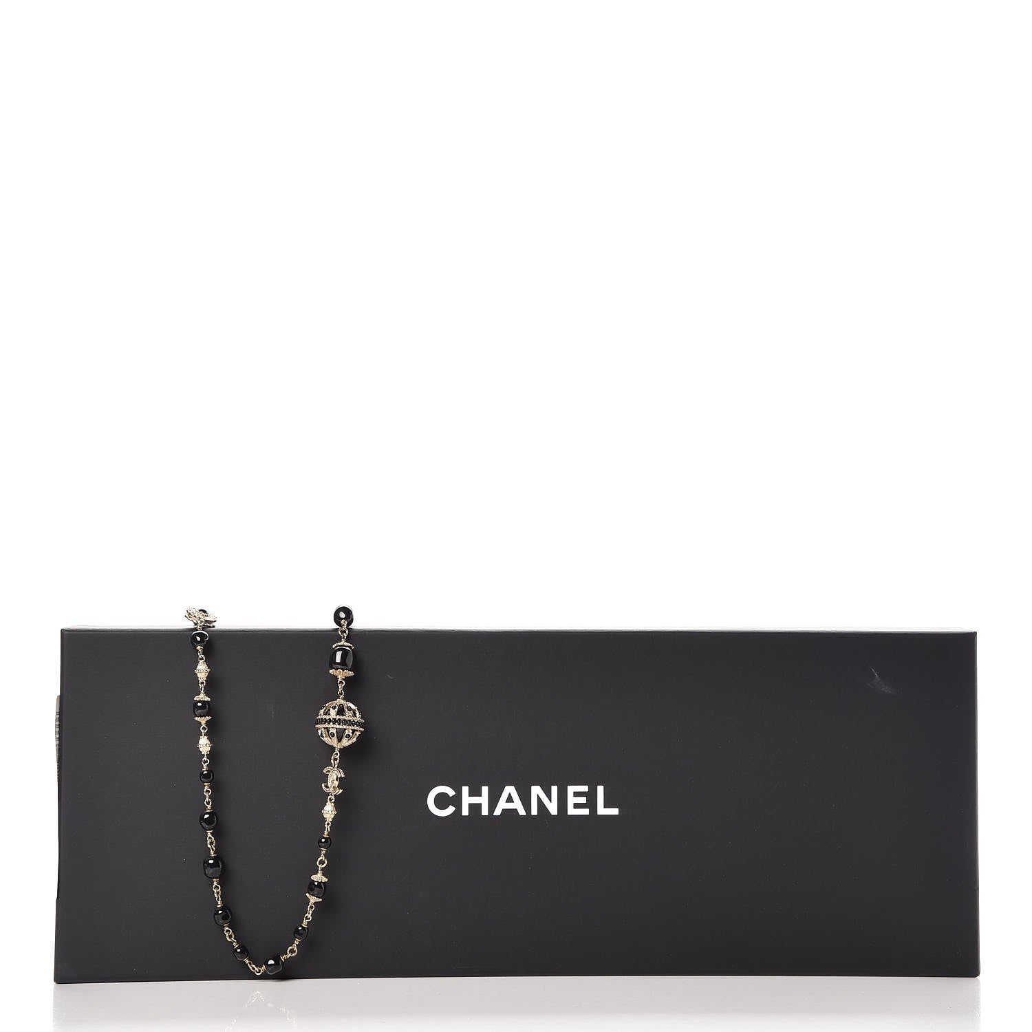 Chanel Enamel Bead CC Long Necklace Black Gold 5 of 5