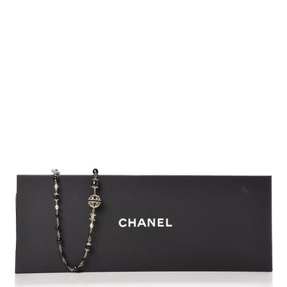 Chanel Enamel Bead CC Long Necklace Black Gold 5 of 5